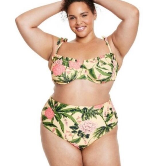 NWT Agua Bendita Peony Botanical Print Underwire Bikini Top (Size W28) - Picture 5 of 5